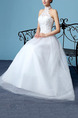 White Halter Ball Gown Embroidery Beading Appliques Dress for Wedding