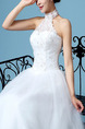 White Halter Ball Gown Embroidery Beading Appliques Dress for Wedding