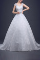 White V Neck Ball Gown Embroidery Beading Dress for Wedding