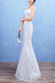 White Strapless Mermaid Embroidery Dress for Wedding