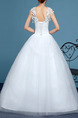 White V Neck Ball Gown Embroidery Beading Appliques Dress for Wedding