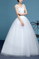 White V Neck Ball Gown Embroidery Beading Appliques Dress for Wedding