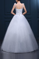 White Illusion Bateau Ball Gown Embroidery Beading Appliques Dress for Wedding