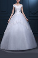 White Off Shoulder Ball Gown Beading Embroidery Tiered Dress for Wedding