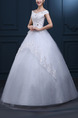 White Off Shoulder Ball Gown Beading Embroidery Tiered Dress for Wedding