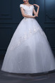 White Off Shoulder Ball Gown Beading Embroidery Tiered Dress for Wedding