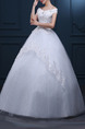 White Off Shoulder Ball Gown Beading Embroidery Tiered Dress for Wedding