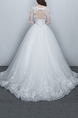 White Illusion Ball Gown Beading Embroidery Dress for Wedding