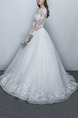 White Illusion Ball Gown Beading Embroidery Dress for Wedding