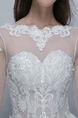 White Illusion Ball Gown Beading Embroidery Dress for Wedding