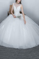 White Illusion Ball Gown Embroidery Beading Dress for Wedding