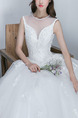 White Illusion Ball Gown Embroidery Beading Dress for Wedding