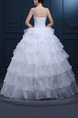 White V Neck Ball Gown Beading Ruffle Dress for Wedding