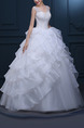 White V Neck Ball Gown Beading Ruffle Dress for Wedding