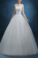 White V Neck Ball Gown Beading Embroidery Dress for Wedding