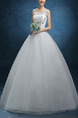 White V Neck Ball Gown Beading Embroidery Dress for Wedding