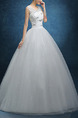 White V Neck Ball Gown Beading Embroidery Dress for Wedding