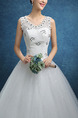 White V Neck Ball Gown Beading Embroidery Dress for Wedding