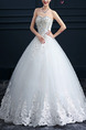 White Sweetheart Ball Gown Beading Embroidery Appliques Dress for Wedding