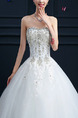 White Sweetheart Ball Gown Beading Embroidery Appliques Dress for Wedding