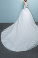 White Strapless Ball Gown Beading Embroidery Ribbon Appliques Dress for Wedding