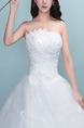 White Strapless Ball Gown Beading Embroidery Ribbon Appliques Dress for Wedding