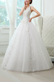 White Halter V Neck Ball Gown Beading Embroidery Dress for Wedding