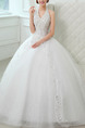 White Halter V Neck Ball Gown Beading Embroidery Dress for Wedding