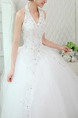 White Halter V Neck Ball Gown Beading Embroidery Dress for Wedding