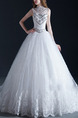 White High Neck Ball Gown Embroidery Beading Dress for Wedding