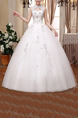 White Queen Anne High Neck Ball Gown Embroidery Beading Dress for Wedding
