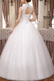 White Queen Anne High Neck Ball Gown Embroidery Beading Dress for Wedding