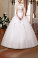 White Queen Anne High Neck Ball Gown Embroidery Beading Dress for Wedding