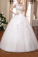 White Queen Anne High Neck Ball Gown Embroidery Beading Dress for Wedding