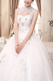 White Queen Anne High Neck Ball Gown Embroidery Beading Dress for Wedding