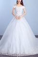 White Off Shoulder Ball Gown Beading Appliques Embroidery Dress for Wedding