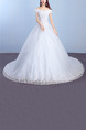 White Off Shoulder Ball Gown Beading Appliques Embroidery Dress for Wedding