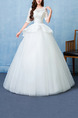 White Bateau Ball Gown Beading Embroidery Dress for Wedding
