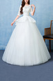 White Bateau Ball Gown Beading Embroidery Dress for Wedding