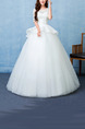 White Bateau Ball Gown Beading Embroidery Dress for Wedding