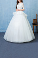 White Bateau Ball Gown Beading Embroidery Dress for Wedding