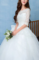 White Bateau Ball Gown Beading Embroidery Dress for Wedding