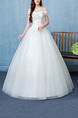 White Off Shoulder Ball Gown Beading Embroidery Appliques Dress for Wedding