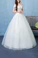 White Off Shoulder Ball Gown Beading Embroidery Appliques Dress for Wedding