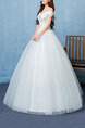 White Off Shoulder Ball Gown Beading Embroidery Appliques Dress for Wedding
