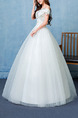 White Off Shoulder Ball Gown Beading Embroidery Appliques Dress for Wedding