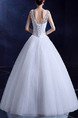 White V Neck Ball Gown Beading Embroidery Appliques Dress for Wedding