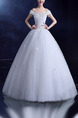 White Off Shoulder Ball Gown Beading Embroidery Appliques Dress for Wedding
