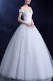 White Off Shoulder Ball Gown Beading Embroidery Appliques Dress for Wedding