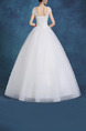 White Bateau Ball Gown Beading Embroidery Appliques Dress for Wedding